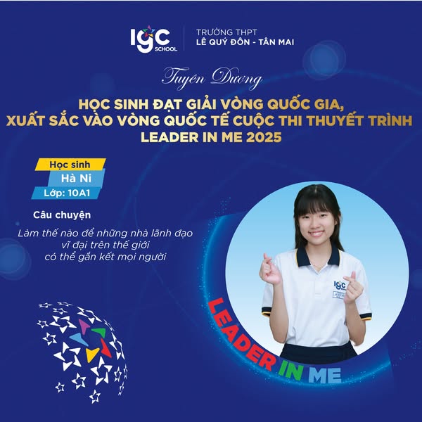 VINH DANH HỌC SINH XUẤT SẮC TRONG CUỘC THI THUYẾT TRÌNH LEADER IN ME 2025