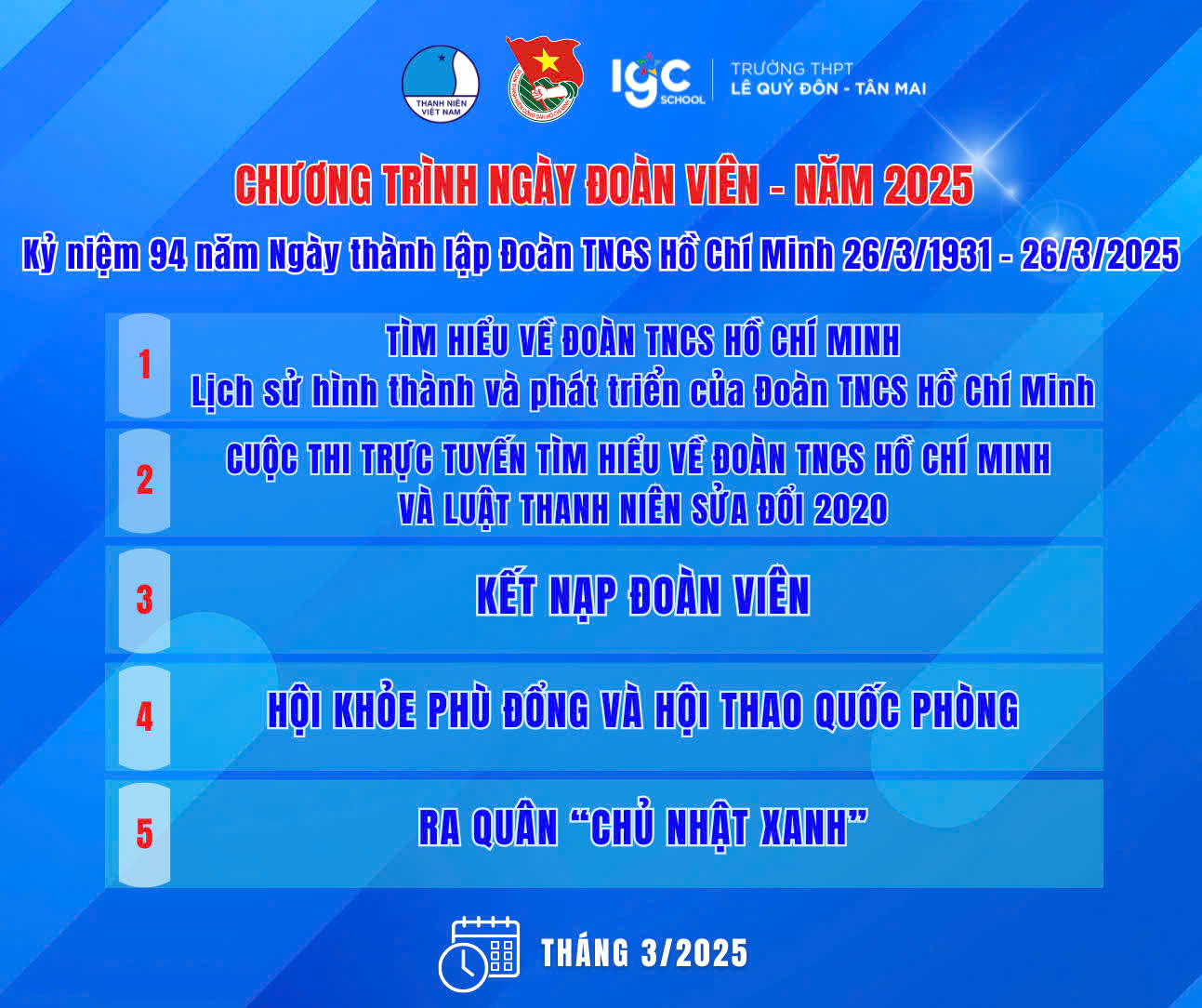 Kỷ niệm 94 năm Ngày thành lập Đoàn TNCS Hồ Chí Minh (26/3/1931 - 26/3/2025)
