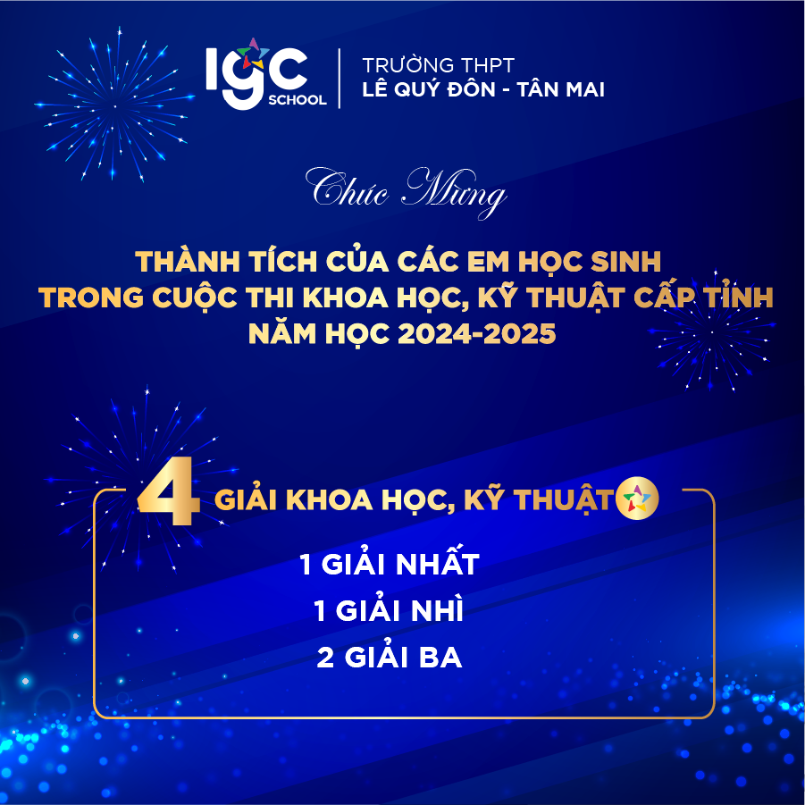 TỰ HÀO THẦY TRÒ TRƯỜNG THPT LÊ QUÝ ĐÔN - TÂN MAI ĐẠT THÀNH TÍCH CAO TRONG CUỘC THI KHOA HỌC, KĨ THUẬT CẤP TỈNH NĂM HỌC 2024-2025