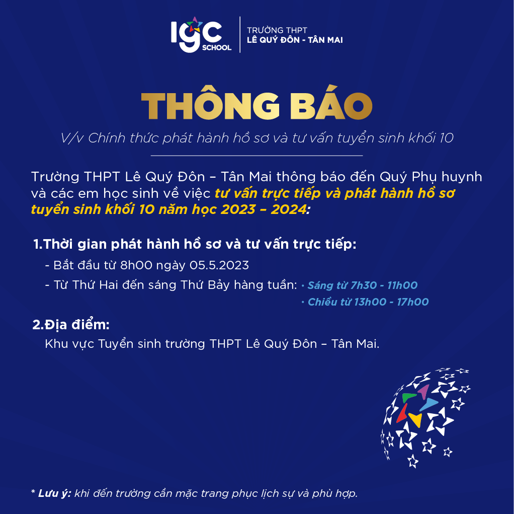 THÔNG BÁO VỀ VIỆC CHÍNH THỨC PHÁT HÀNH HỒ SƠ TUYỂN SINH LỚP 10 NĂM HỌC 2023 - 2024